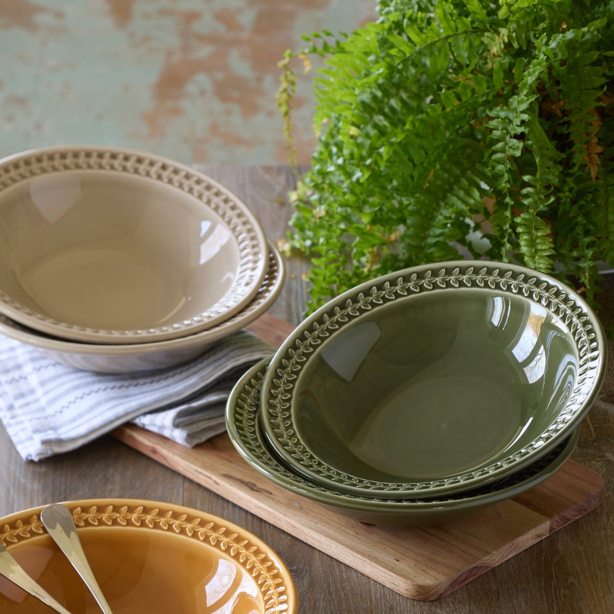 Botanic Garden Harmony Deep Pasta Bowl, Forest Green image number null